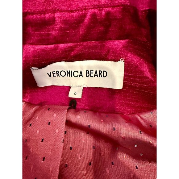 Veronica Beard Elam Dickey Velvet Crystal Blazer Fushia - Size 0 - Picture 8 of 12